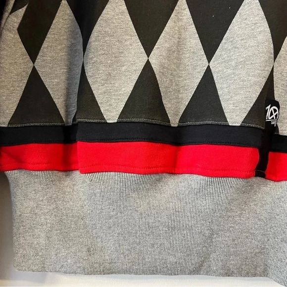 10.Deep Pattern Diamond Zip Up Sweater Hoodie Black Gray Streetwear Small - Picture 6 of 11